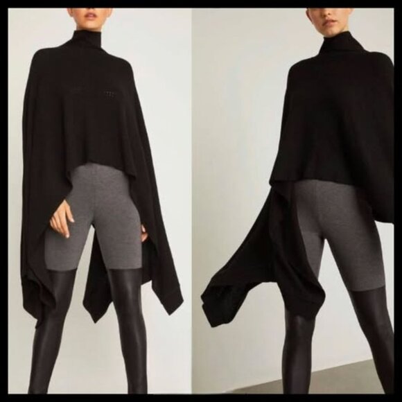 BCBGMaxAzria Asymmetrical Turtleneck Ribbed Poncho, OS (NWT) - Picture 7 of 7